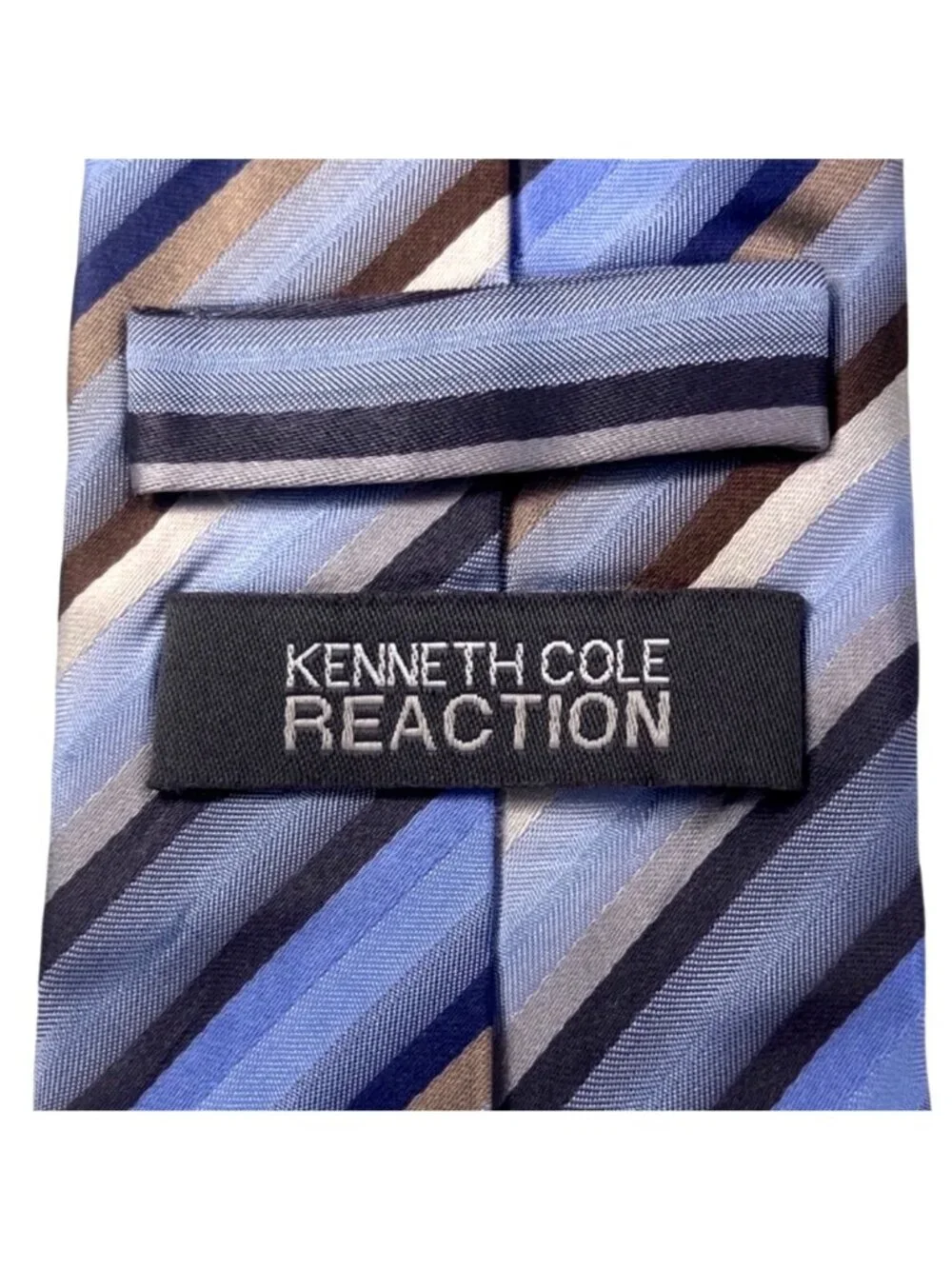 Kenneth Cole Reaction Designer Striped Tie Blue Gray Black Copper Gold (3/$15) - Picture 2 of 8